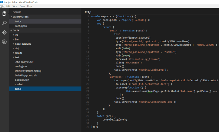 Test code in VS Code