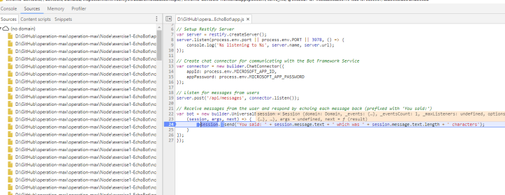 Debug botframework source