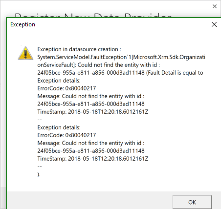 Datasource Creation Error