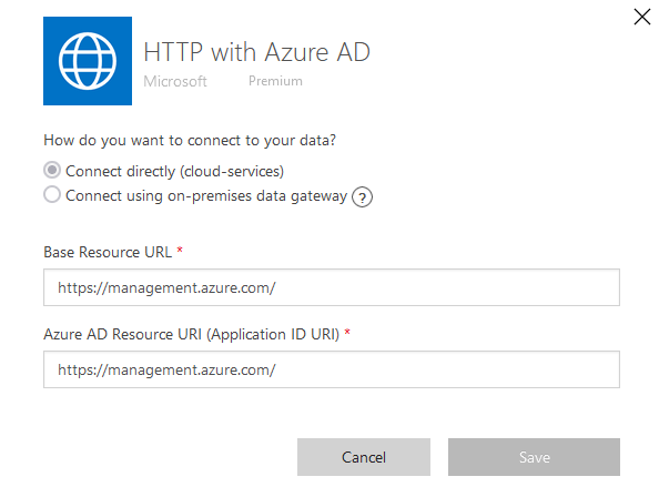 HTTP with Azure AD connection