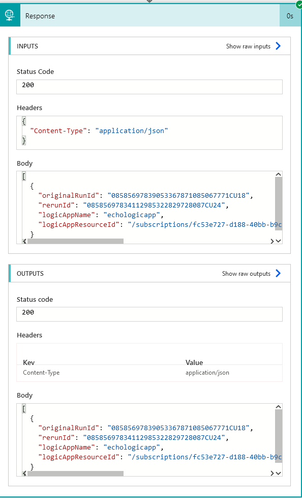 Flow response with Logic App execution detail