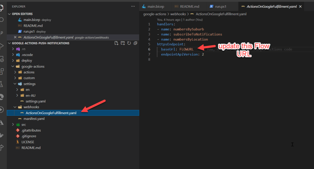 Update Flow URL for webhook