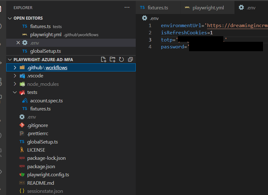 Screenshot: .env file
